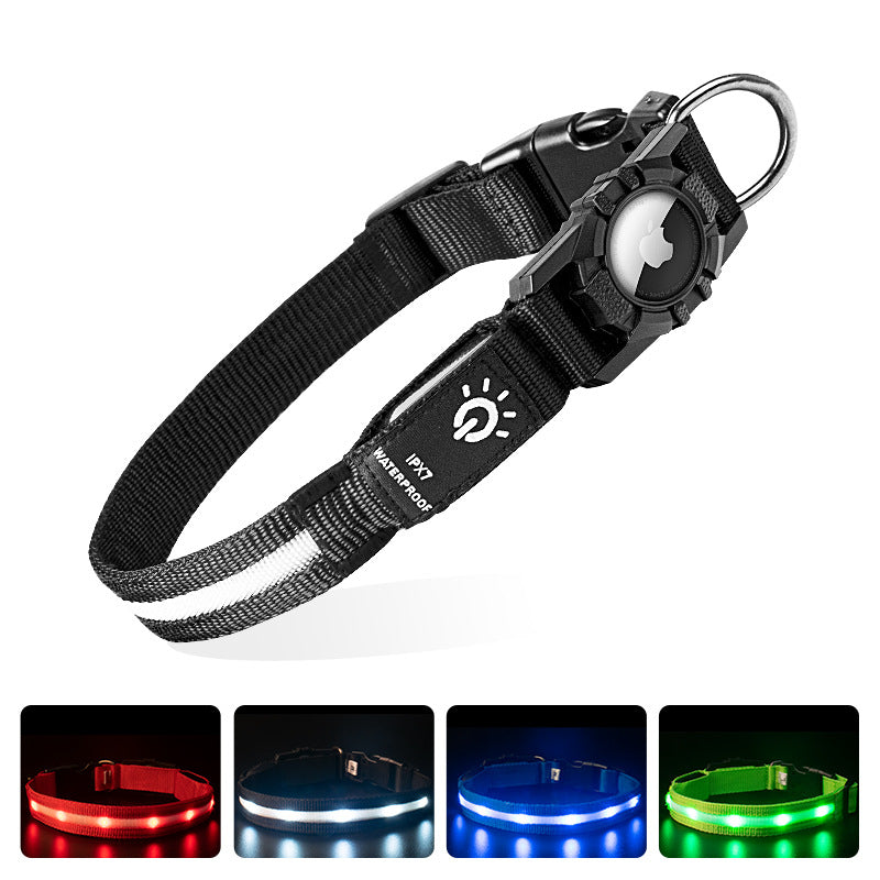 LED Dog Collar with AirTag Holder