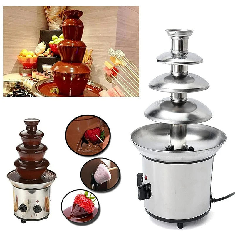 4 Tier Stainless Steel Electric Chocolate Fondue Fountain